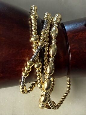 B.b. Lila Gold Beaded Stretch Bracelets NWOT